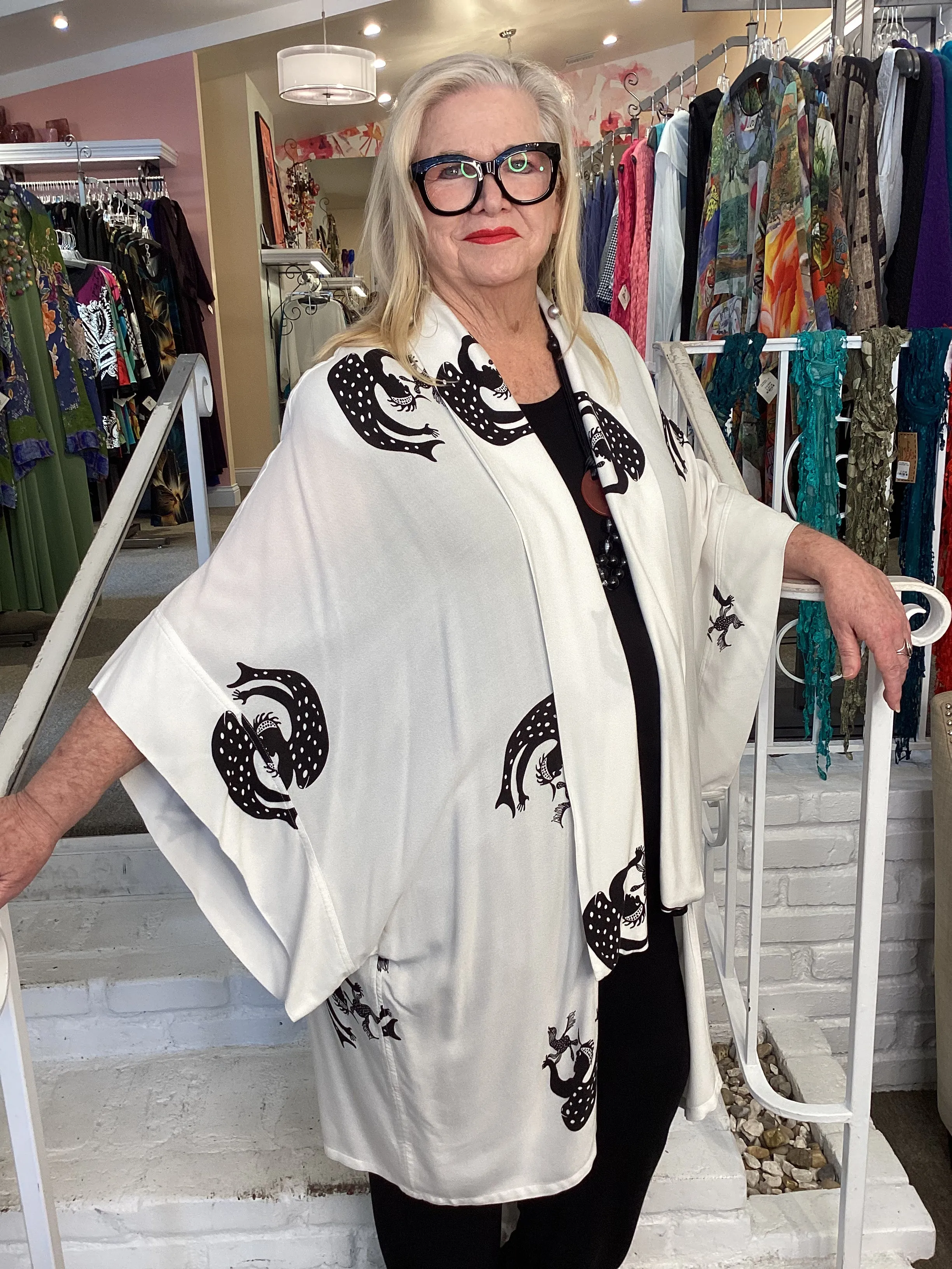 KIMONO - TRIBAL PRINT WHITE
