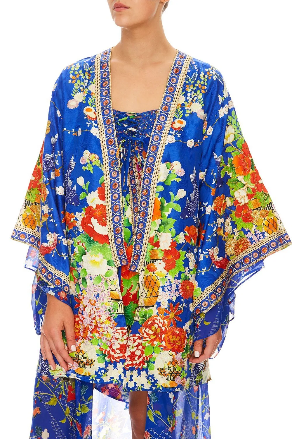 KIMONO WITH LONG UNDER LAYER PLAYING KOI