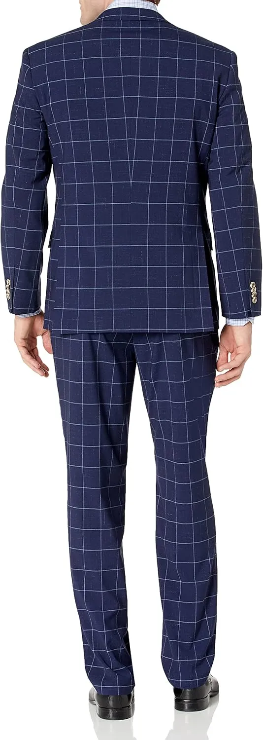 Kitoner Men's Stretch Slim Fit Check 2pc Suit