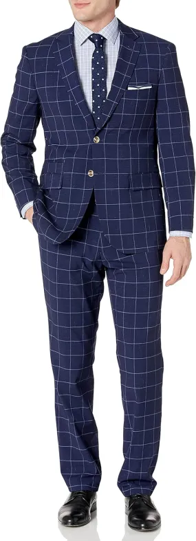 Kitoner Men's Stretch Slim Fit Check 2pc Suit