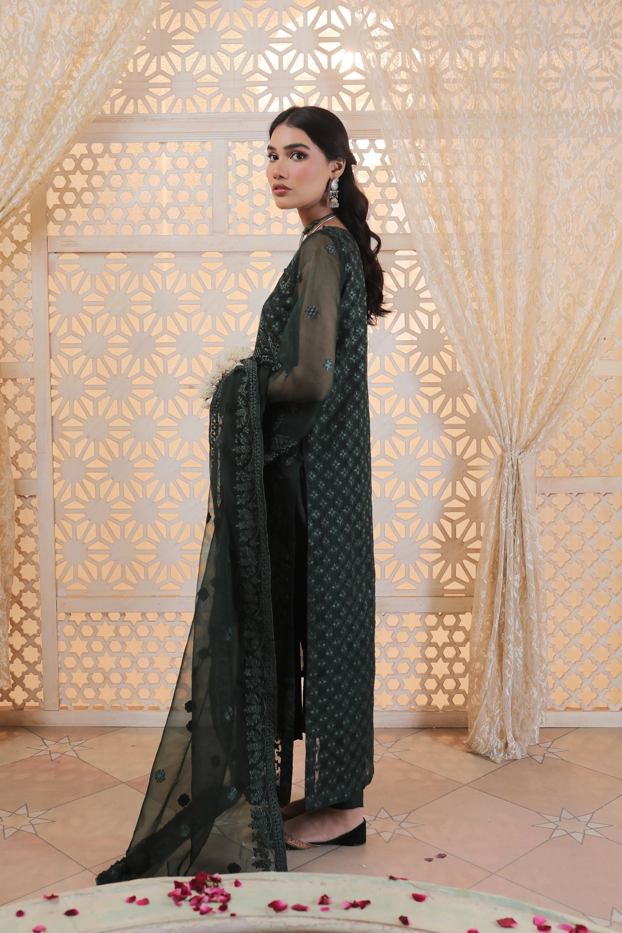 Latest Formal Dress Pakistani in Green Shade #PF356