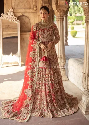 Latest Red Bridal Dress Pakistani in Gown Style #BS639