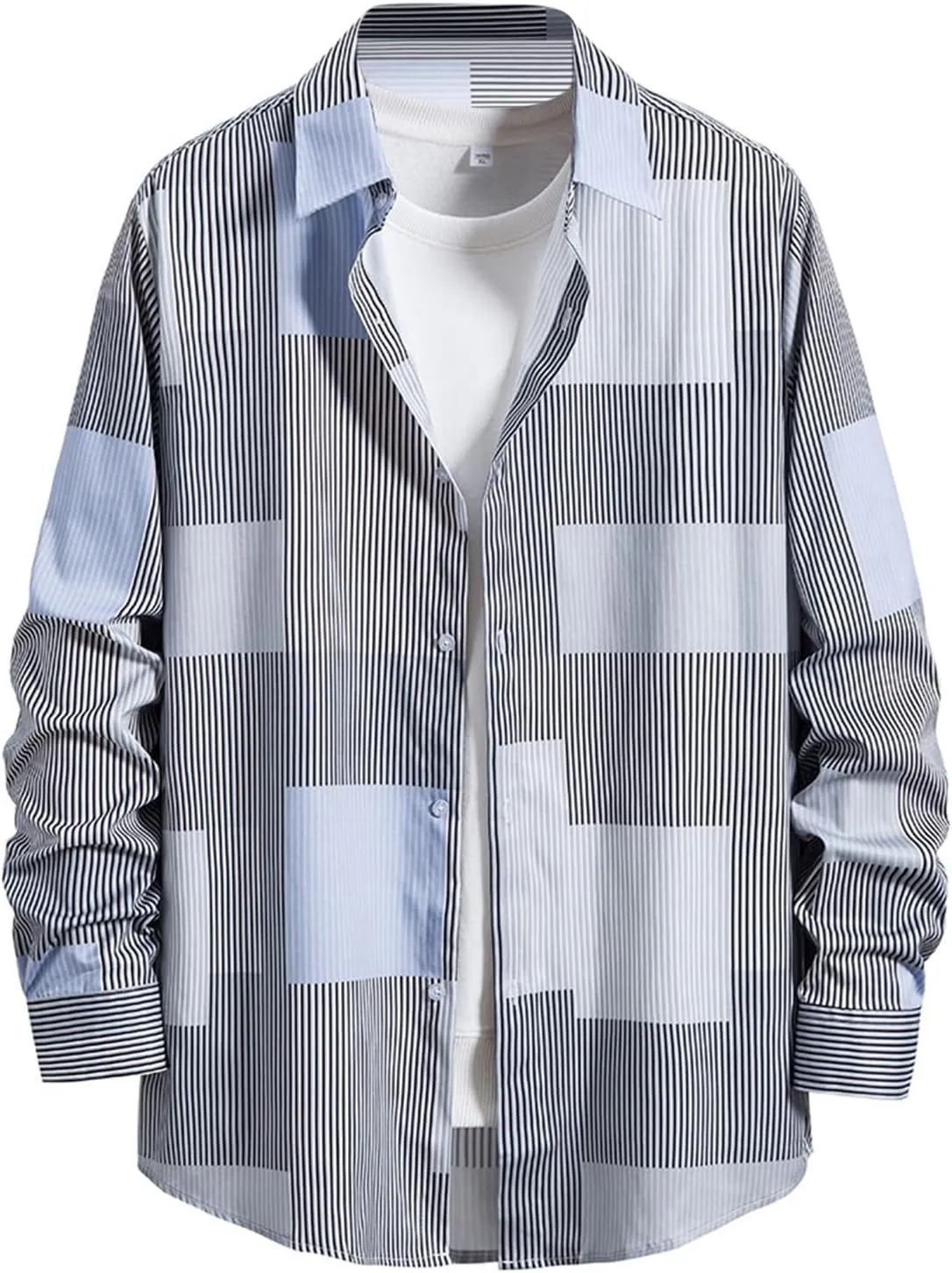 LCMTWX Men's Fleece Flannel Jackets Hooded Collar Long Sleeve Shirt Blouse Long Sleeve Button Up Fleece Plaid Shirts Coat