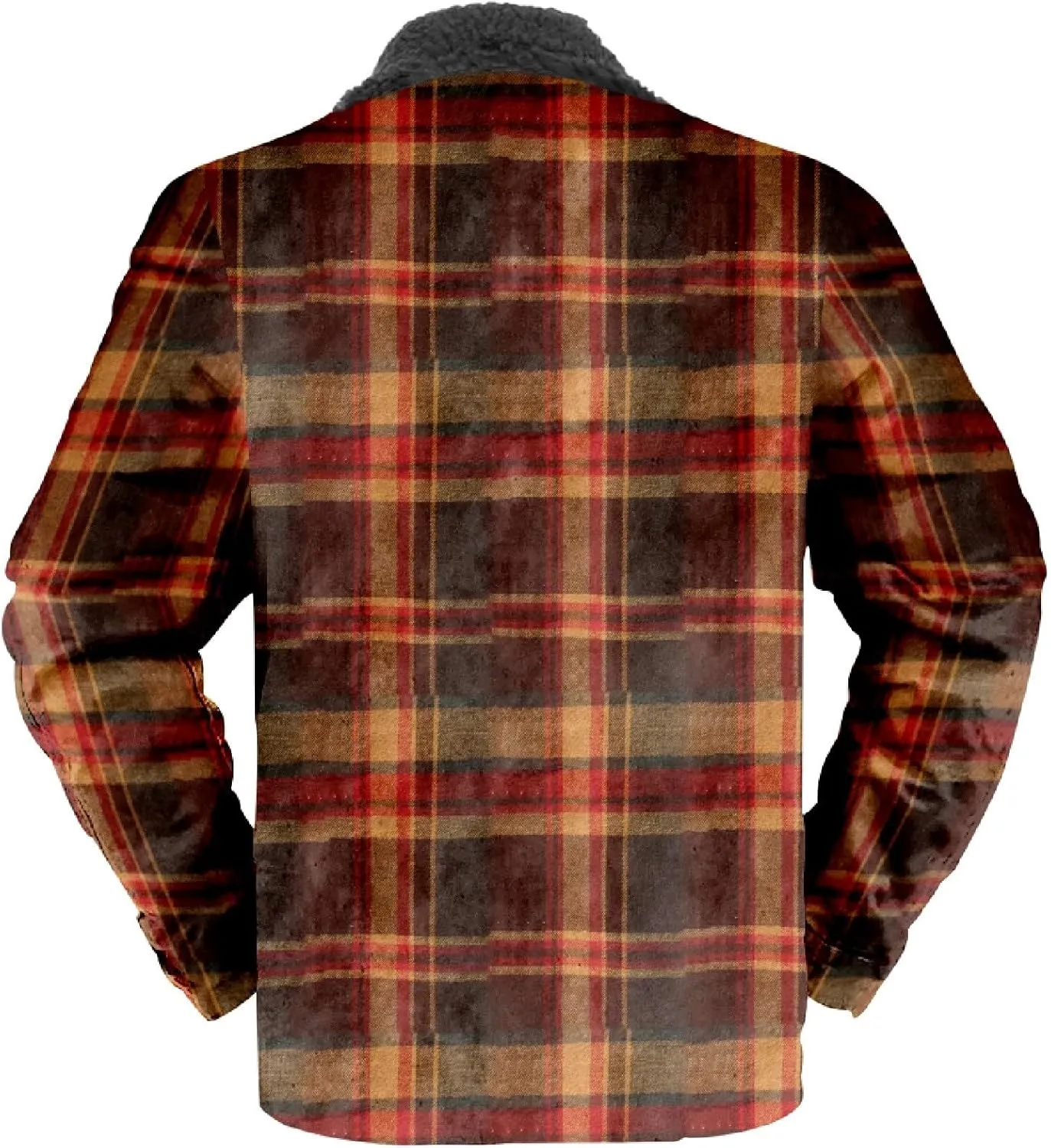 LCMTWX Men's Fleece Lined Flannel Shirt Jacket Winter Plaid Button Down Stand Collar Snow Coat Jacket Outwear with Casual