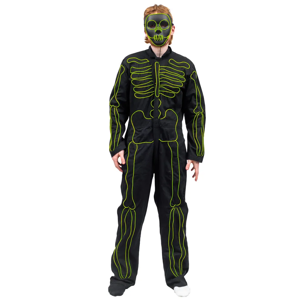 LED Light up Skeleton Costume & Mask with three modes Halloween Costume Cosplay