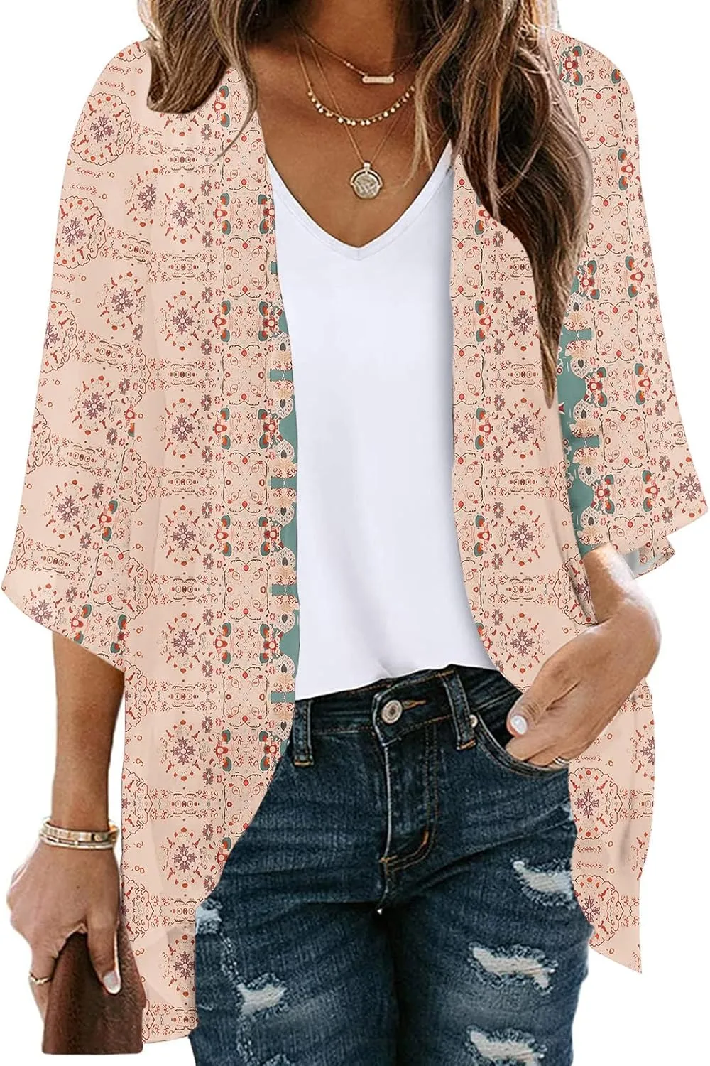 Lightweight Chiffon Cardigans for Women Long Sleeve Sun Shirts Open Front Summer Coverups UV Protection Swim Cover Up