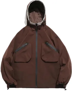 LIXINGHEITANG Europe Sprint Mountaineering Coat Large Pocket Workwear Hooded Jacket Men Women Trekking Riding