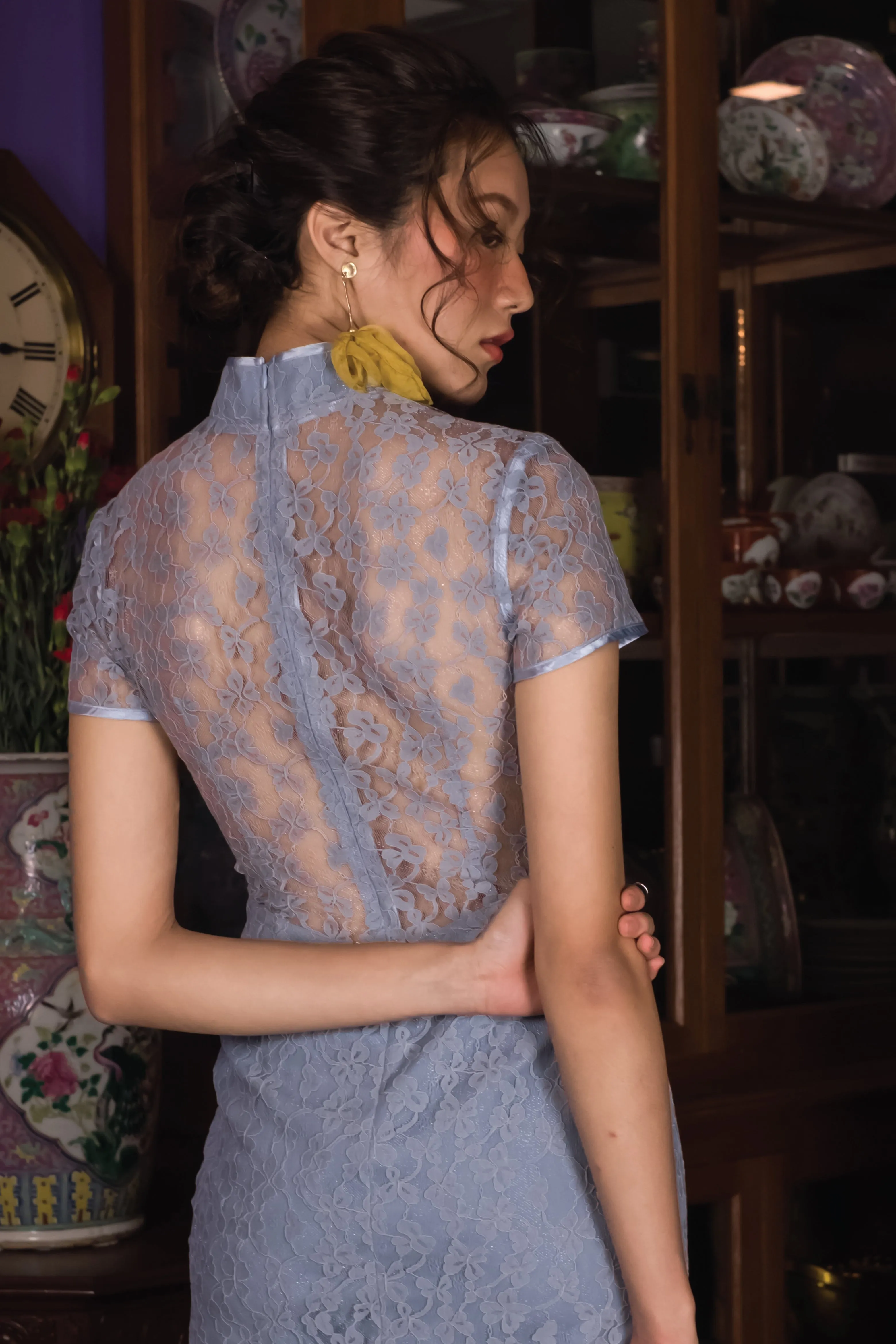 LNR'19 Long Lace Qipao - Blue