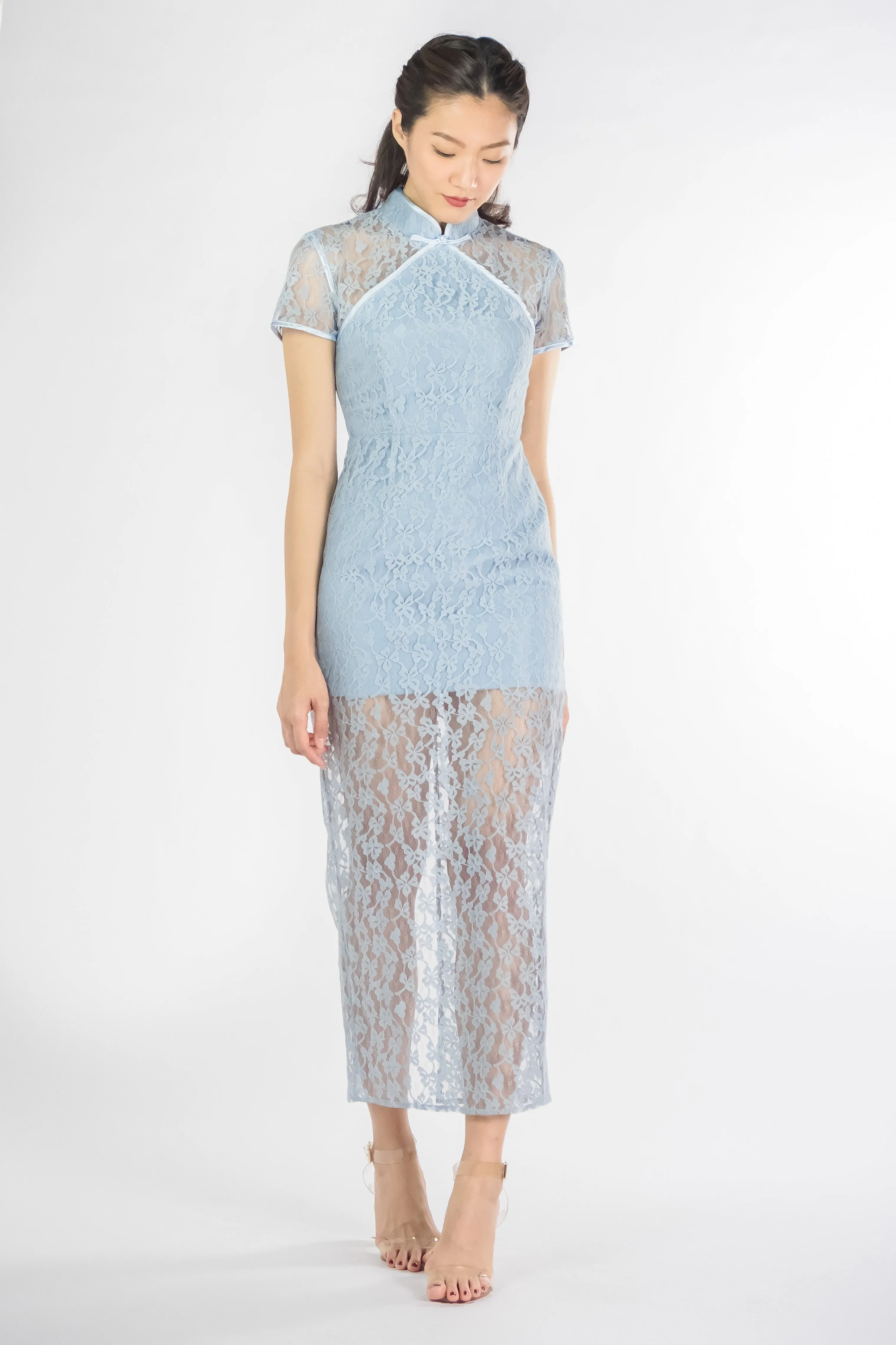 LNR'19 Long Lace Qipao - Blue