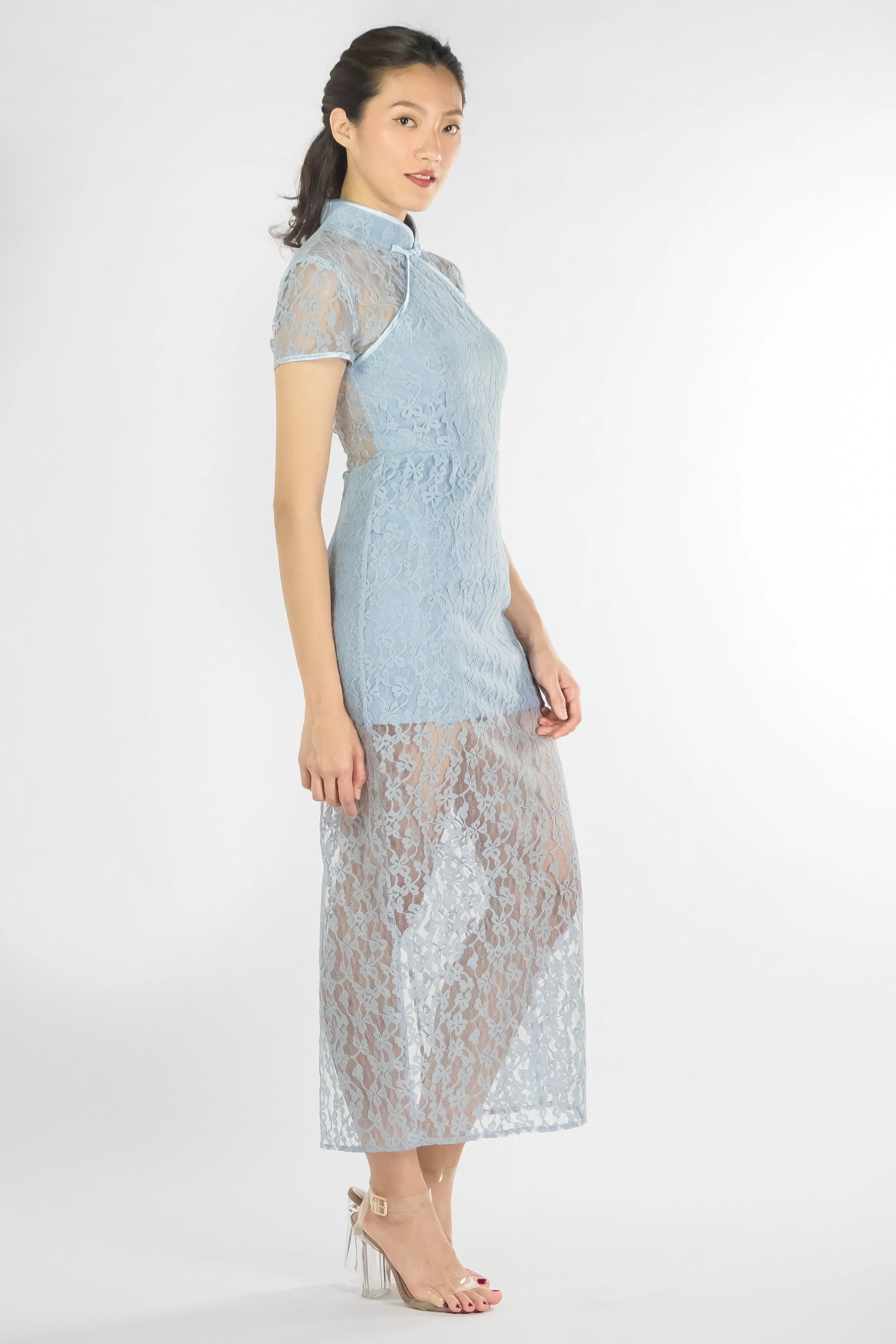 LNR'19 Long Lace Qipao - Blue