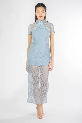 LNR'19 Long Lace Qipao - Blue