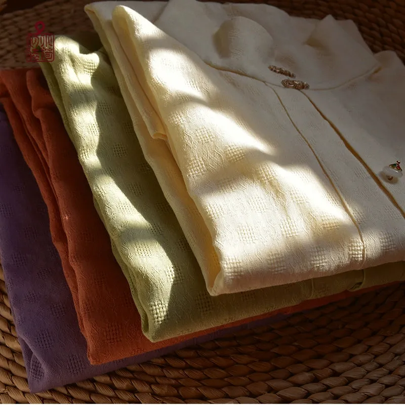 Macaron 马卡龙 Ming Dynasty Pure Cotton Standing Collar Daily Summer Shirt