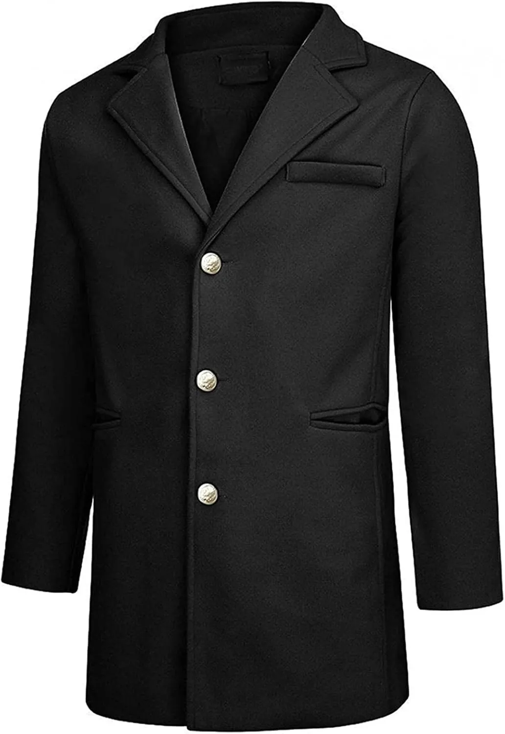 Maiyifu-GJ Men's Winter Slim Fit Trench Coat Casual Lightweight Business Overcoat Notch Lapel Single Breasted Long Jacket