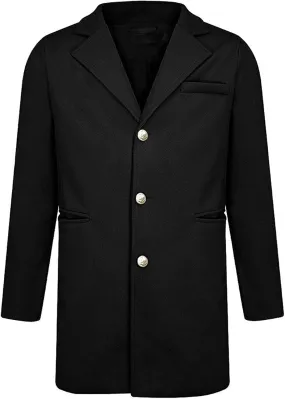 Maiyifu-GJ Men's Winter Slim Fit Trench Coat Casual Lightweight Business Overcoat Notch Lapel Single Breasted Long Jacket
