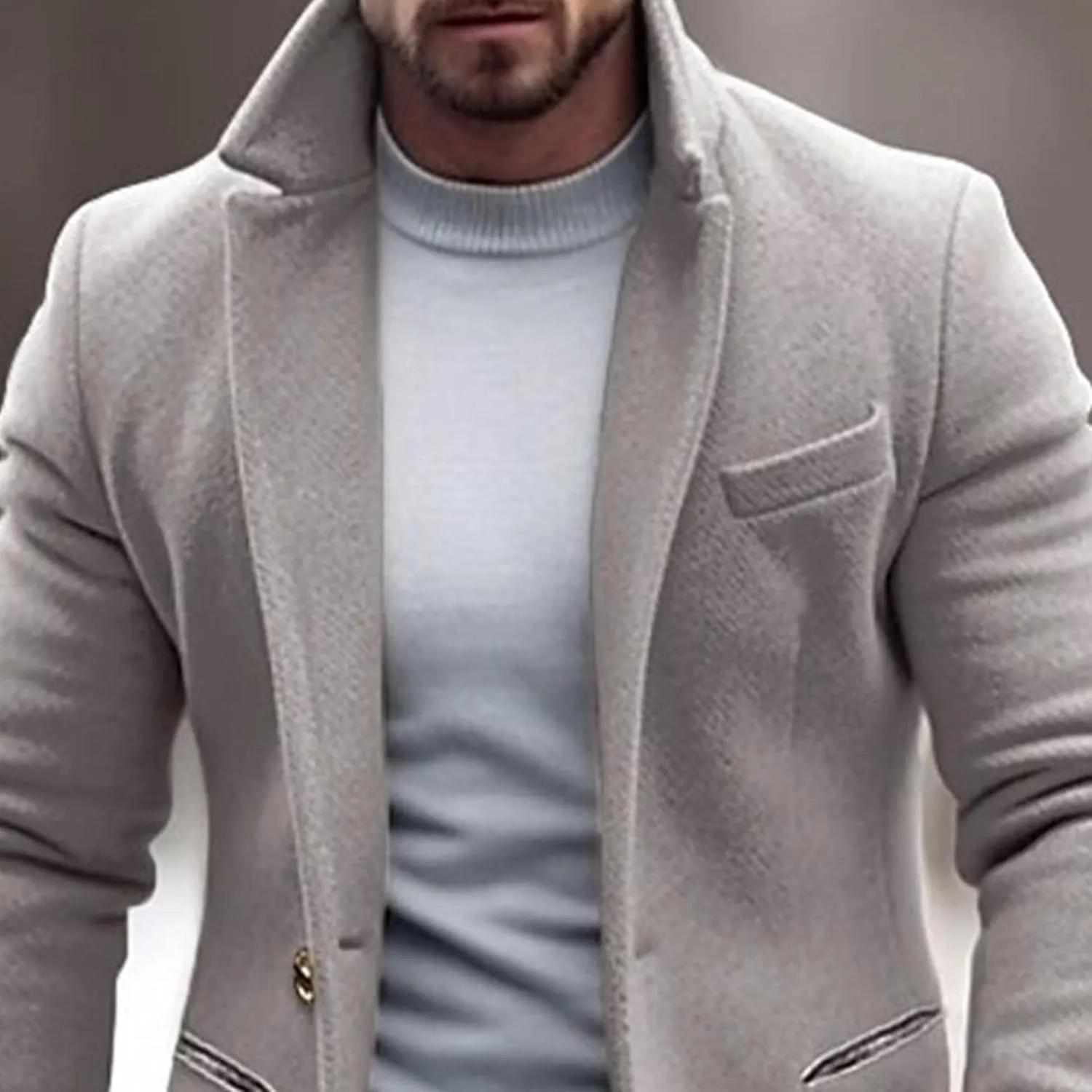 Maiyifu-GJ Mens Wool Blend Double Breasted Overcoat Winter Slim Fit Long Trench Coat Classic Lightweight Business Pea Jacket