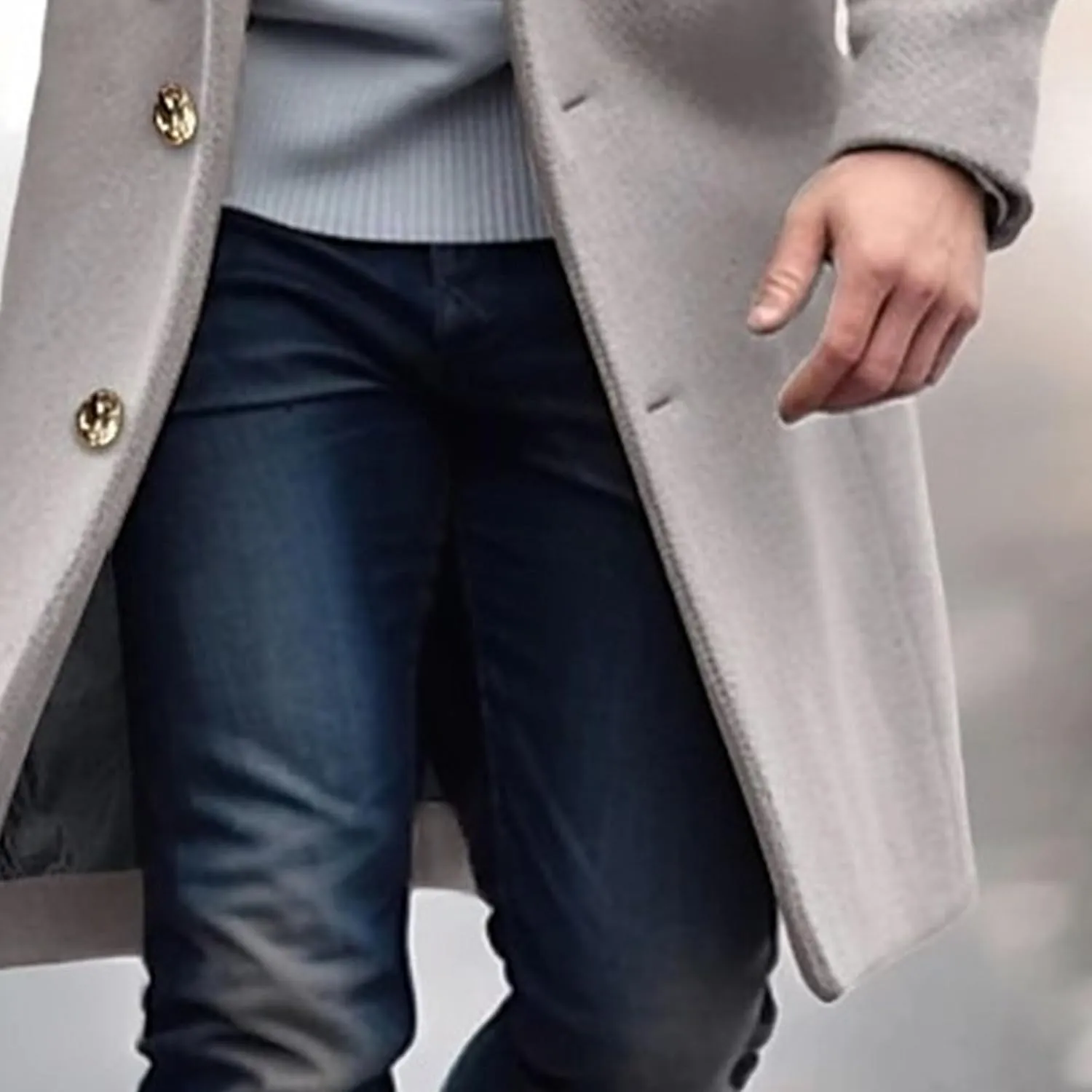 Maiyifu-GJ Mens Wool Blend Double Breasted Overcoat Winter Slim Fit Long Trench Coat Classic Lightweight Business Pea Jacket