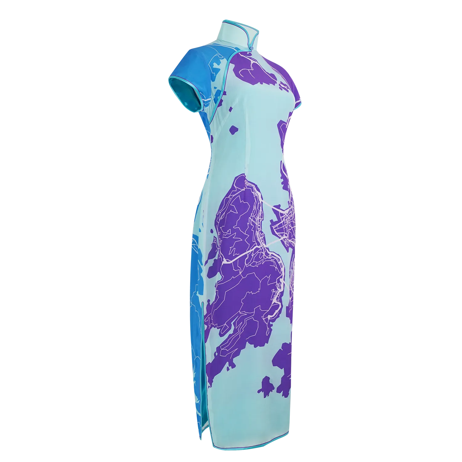 【MAP OF HK】100% Silk Cheongsam (Cap Sleeve)