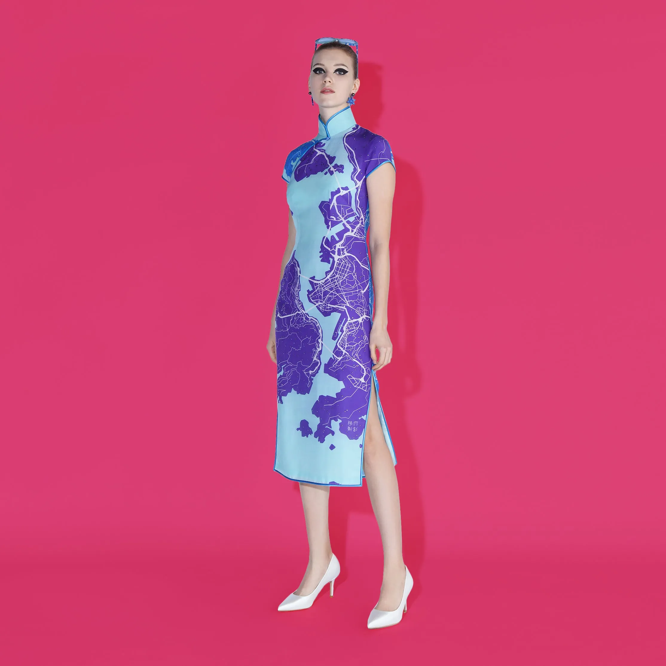 【MAP OF HK】100% Silk Cheongsam (Cap Sleeve)
