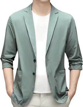 Men's Blazer One Button Regular Fit Lightweight Lapel Simple Business Suit Jacket for Formal and Casual Occasions