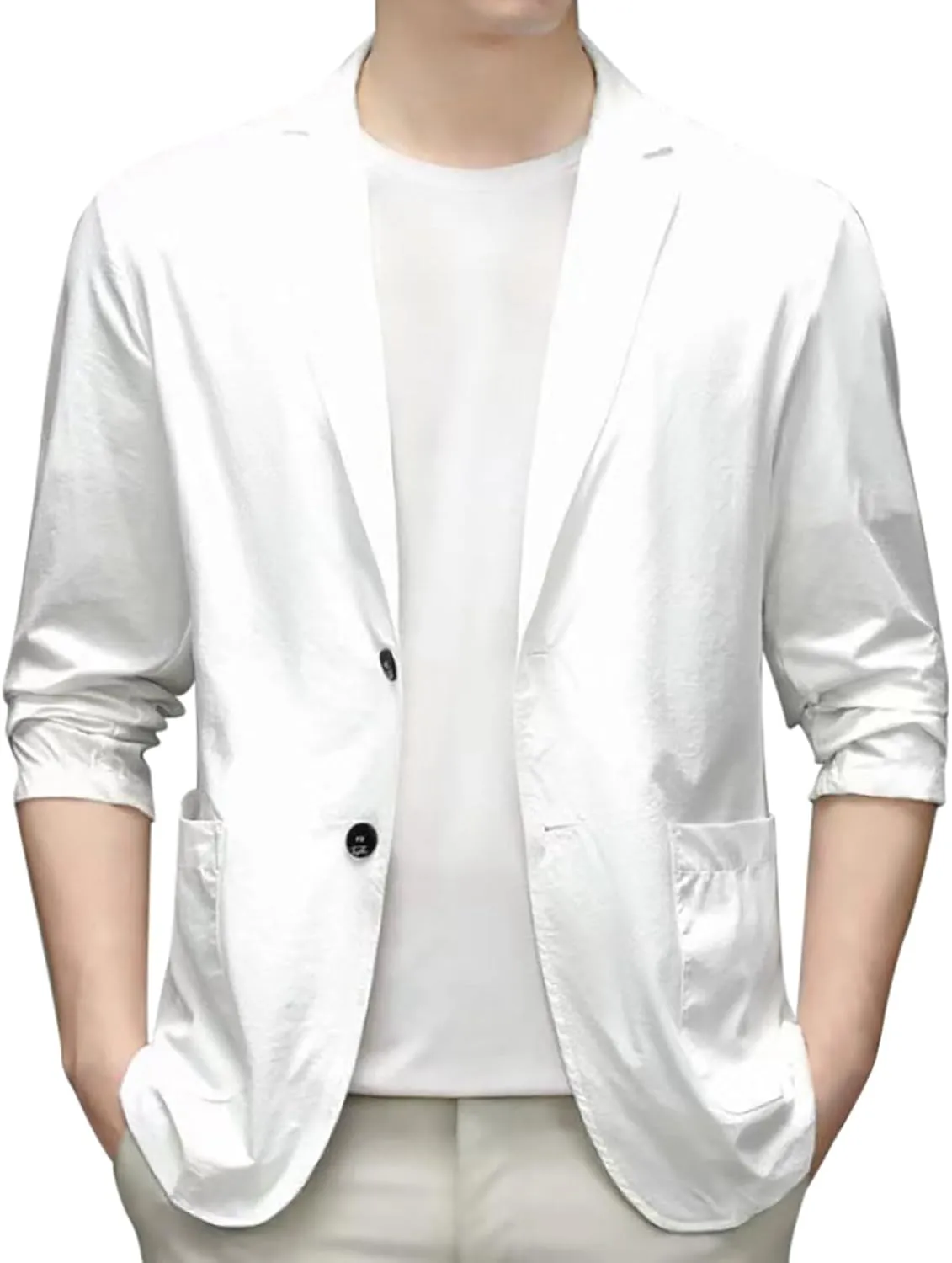 Men's Blazer One Button Regular Fit Lightweight Lapel Simple Business Suit Jacket for Formal and Casual Occasions