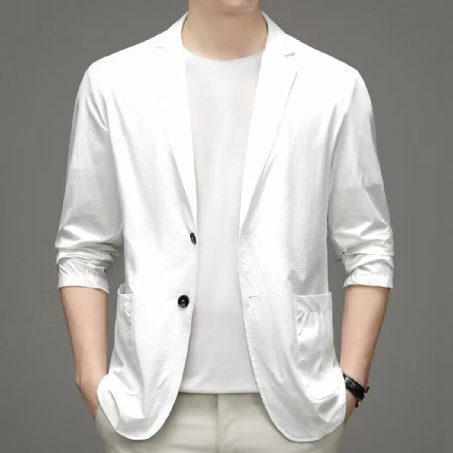 Men's Blazer One Button Regular Fit Lightweight Lapel Simple Business Suit Jacket for Formal and Casual Occasions