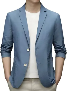 Men's Blazer One Button Regular Fit Lightweight Lapel Simple Business Suit Jacket for Formal and Casual Occasions