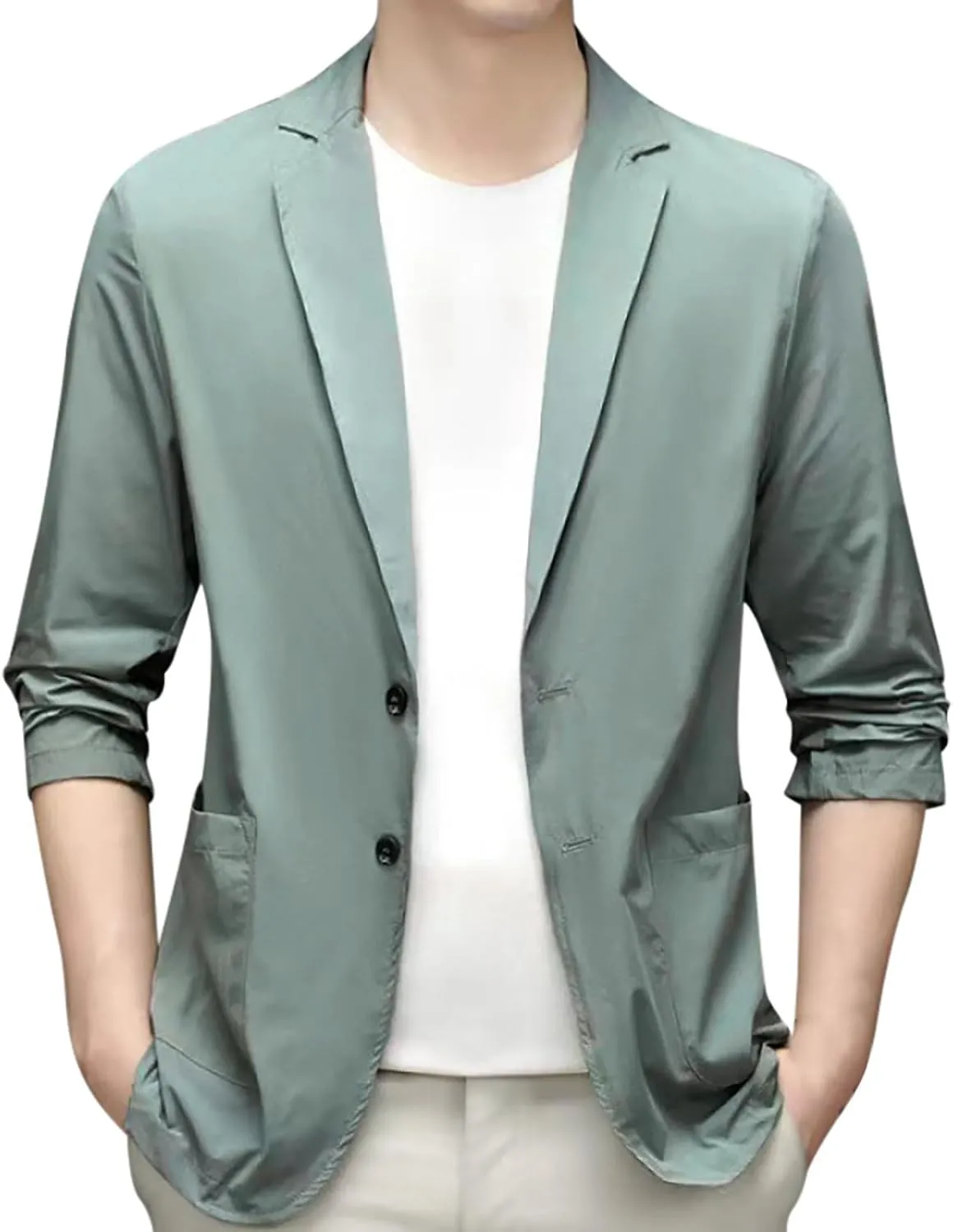 Men's Blazer One Button Regular Fit Lightweight Lapel Simple Business Suit Jacket for Formal and Casual Occasions