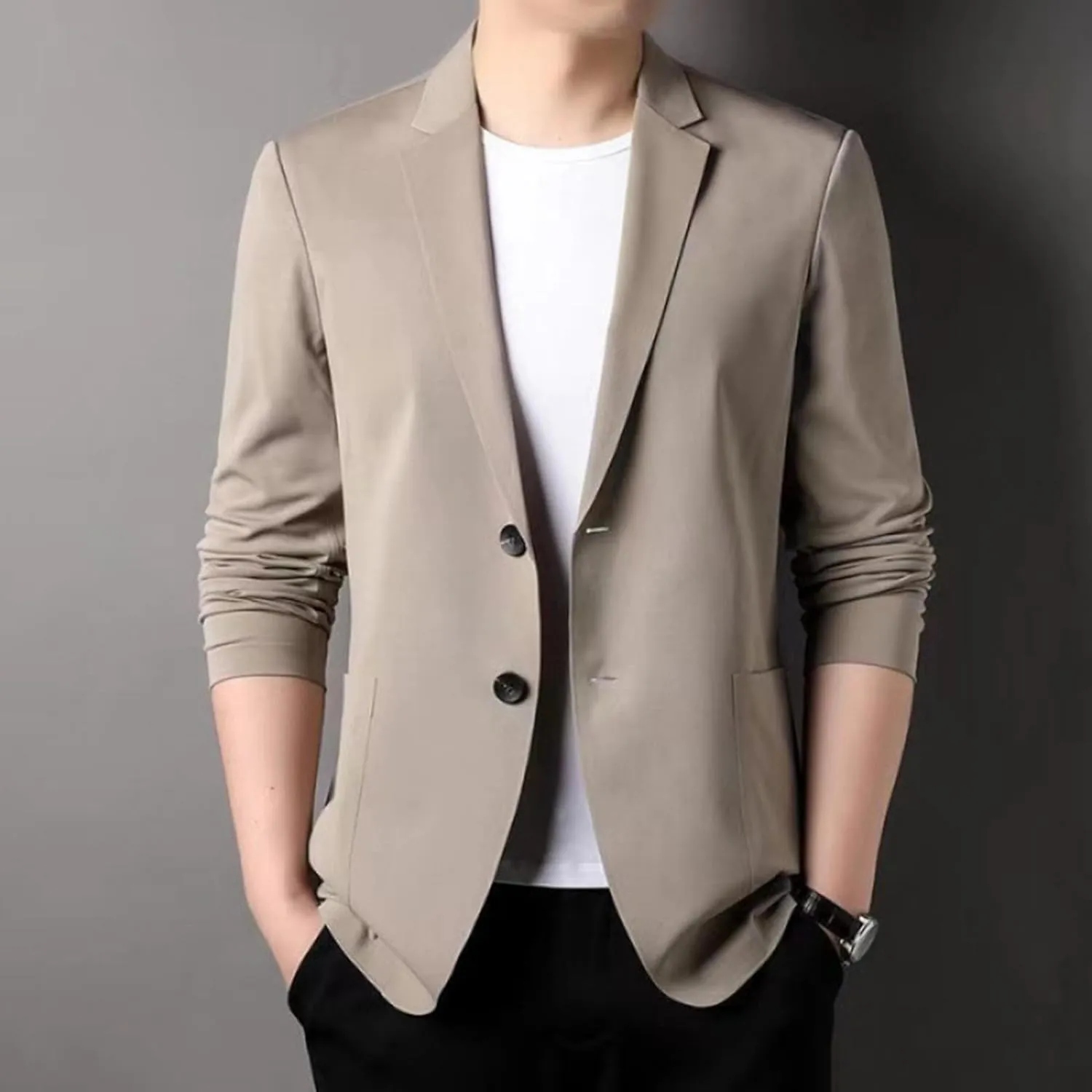 Men's Blazer One Button Regular Fit Lightweight Lapel Simple Business Suit Jacket for Formal and Casual Occasions
