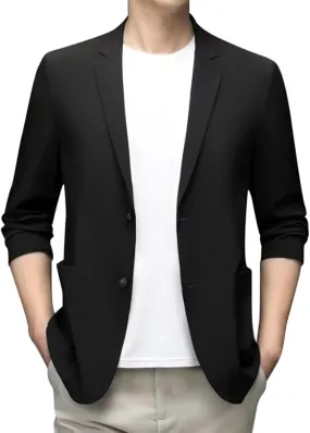 Men's Blazer One Button Regular Fit Lightweight Lapel Simple Business Suit Jacket for Formal and Casual Occasions