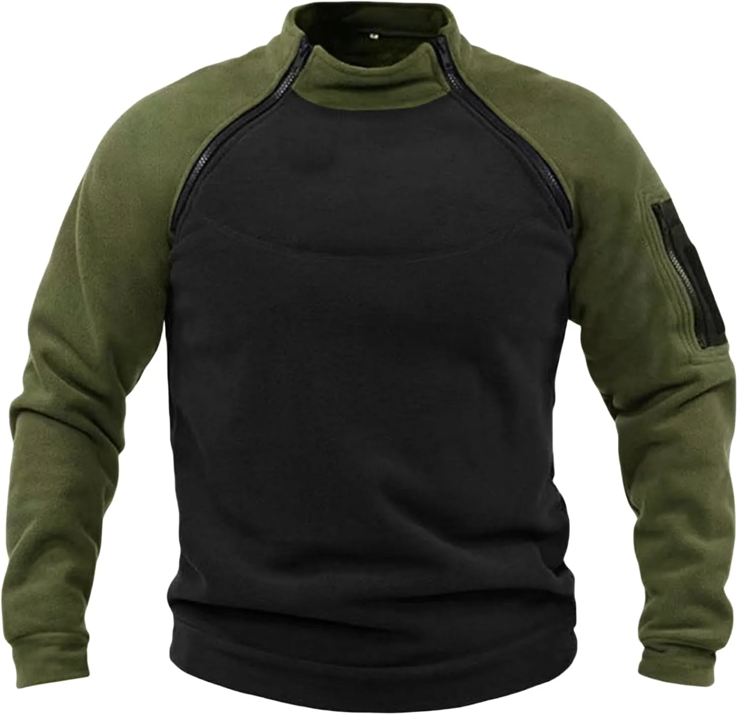 Mens Combat Tactical Shirts Casual Military Fleece Mockneck Side Zipper Warm Outdoor Work Pullover Big-Tall Tops