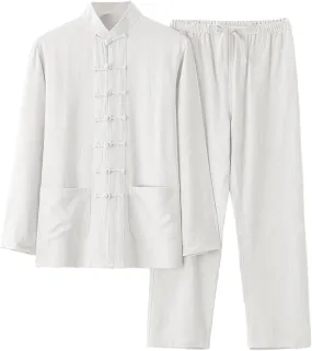 Men's Cotton Linen Sets Chinese Kung Fu Suit Martial Arts Wing Chun Uniform Shirt Pants Tang Costume Vintage Outfits