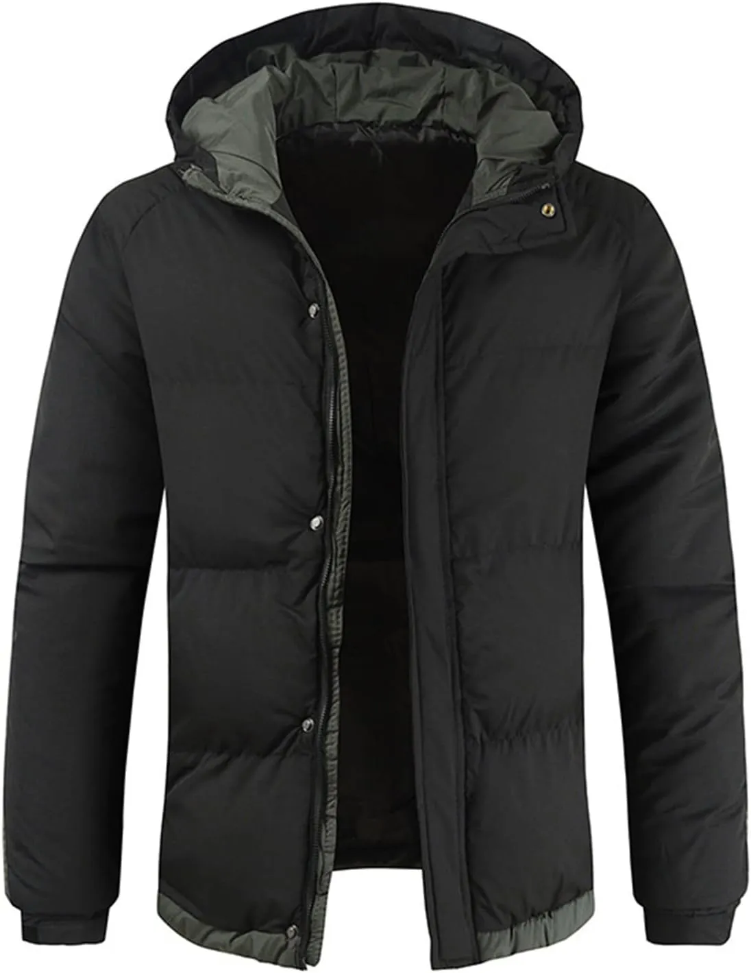 Men's Jacket-Casual Winter Cotton Jacket Coat Thicken Hooded Cargo Coat Outerwear Down Puffer Jacket