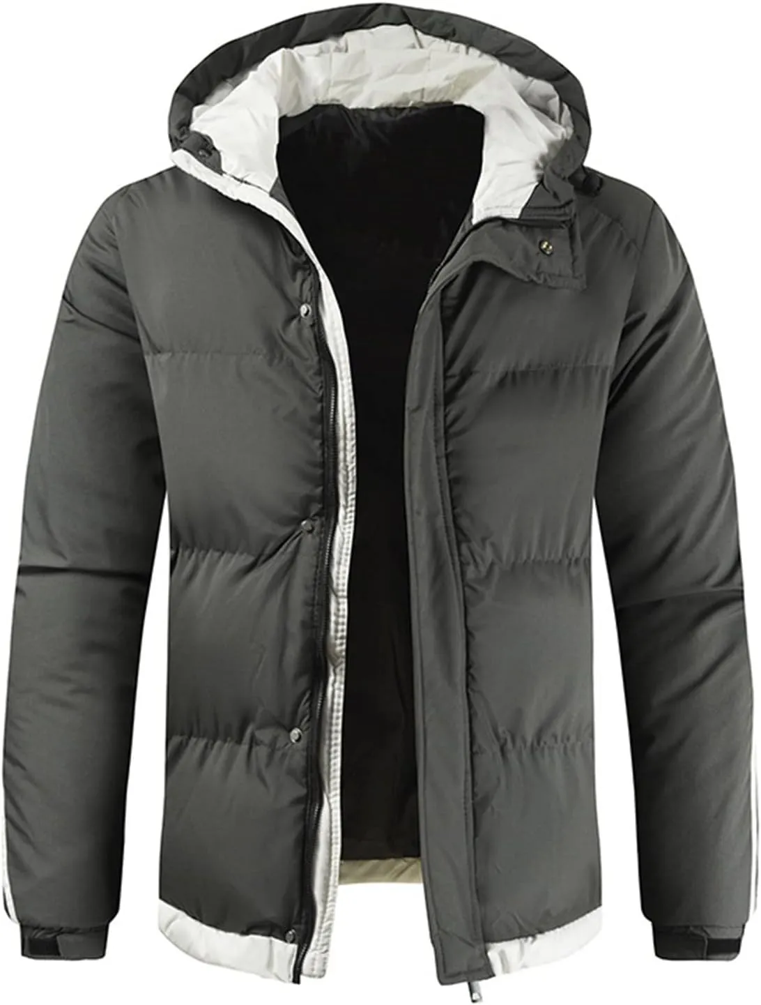Men's Jacket-Casual Winter Cotton Jacket Coat Thicken Hooded Cargo Coat Outerwear Down Puffer Jacket