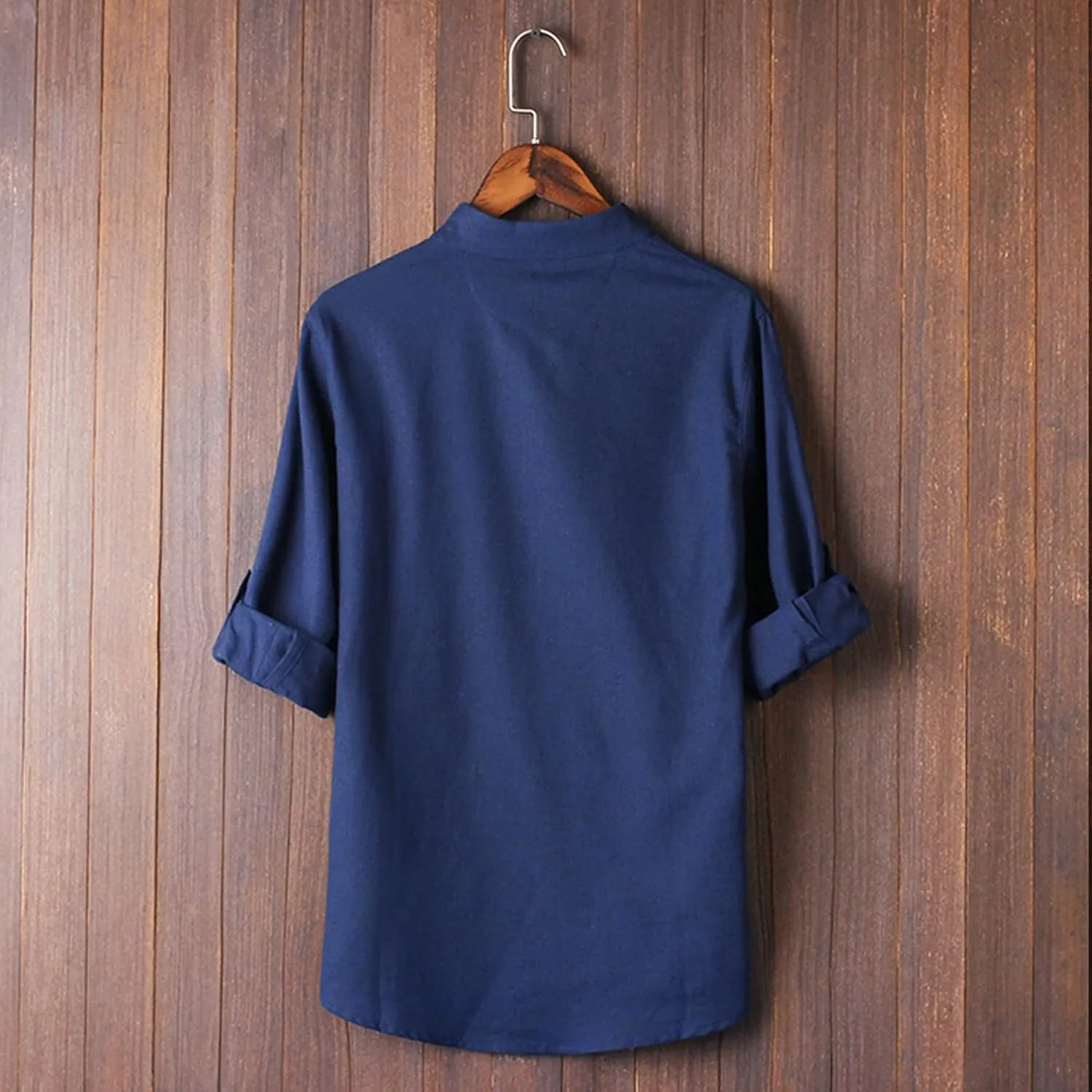 Mens Long Sleeve Cotton Linen Henley Shirts Martial Arts Kung Fu Chinese Traditional Tai Chi Tang Suit Button Tops