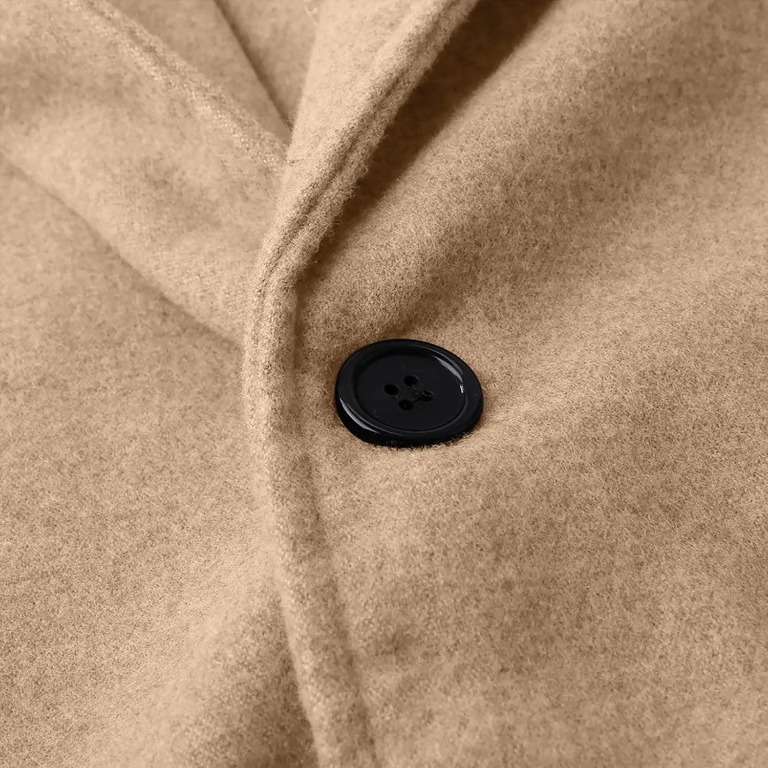 Mens Single Breasted Trench Coat Winter Pea Coat Notch Lapel Long Casual Overcoat