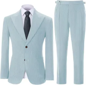 Mens Slim Fit Suits Corduroy Suit for Men 2 Piece Suit Jacket Blazer Pants Two Button Wedding Prom Tuxedo Suit