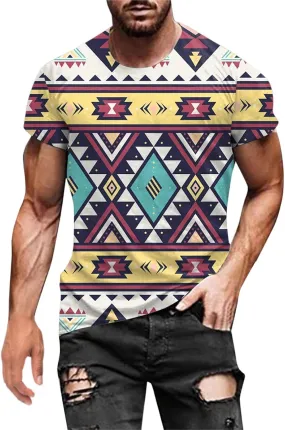 Mens Summer Shirt Rainbow Tie Dye T-Shirt Summer Casual Short Sleeve Tops Cool 3D Printing Muscle Workout Tees Blouse