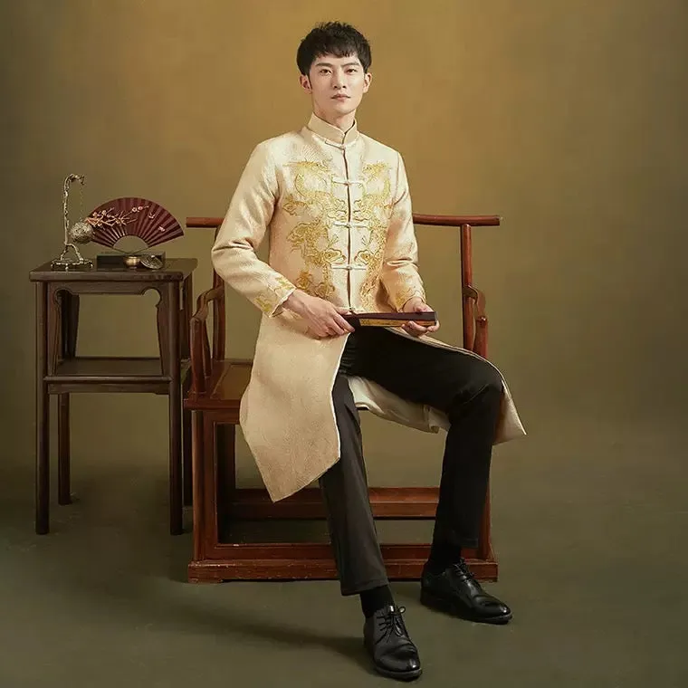 Men’s wedding suit, Chinese wedding suit,  Wedding Tang Jacket, embroidered suit, Mandarin collar
