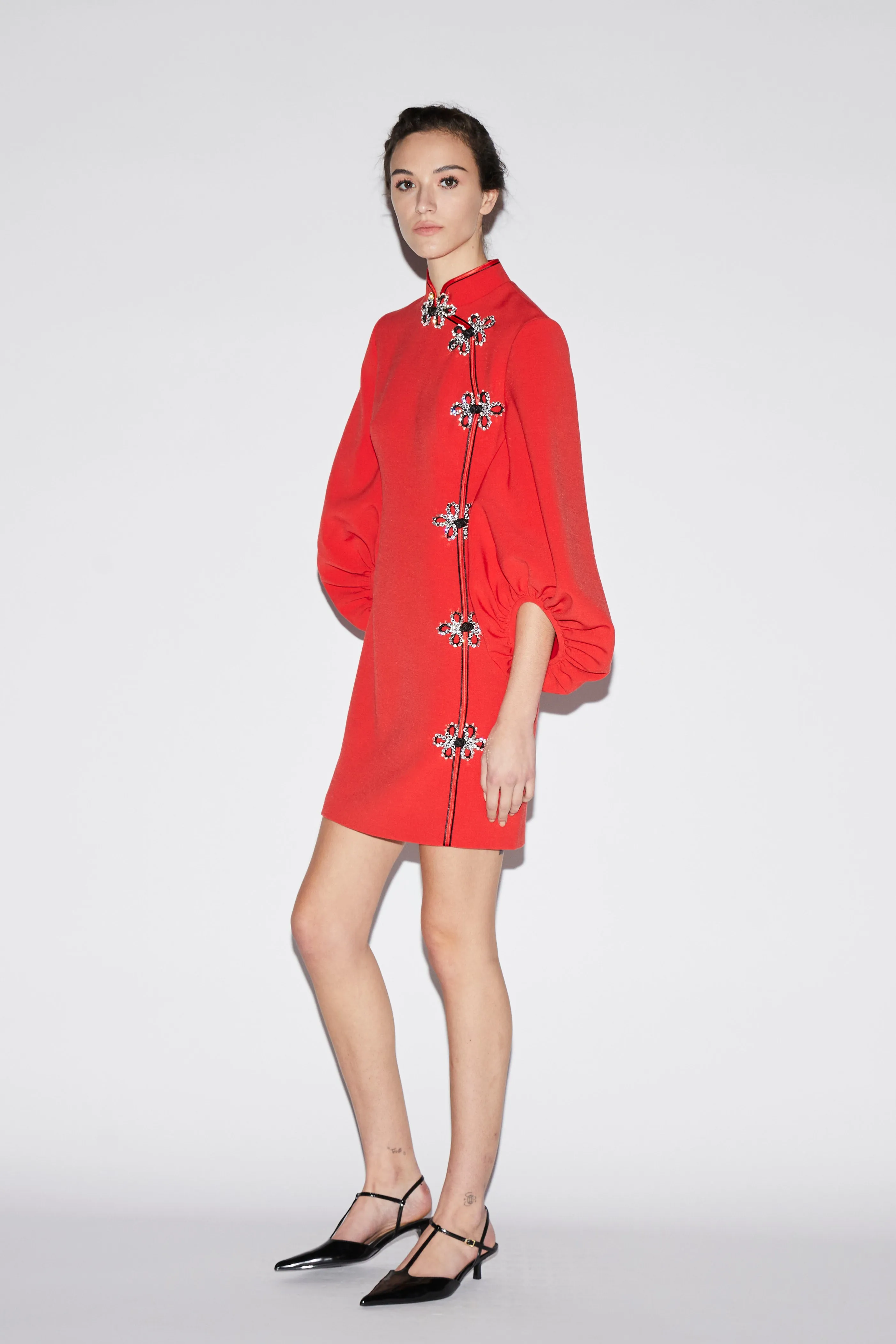 MING DRESS RED CREPE