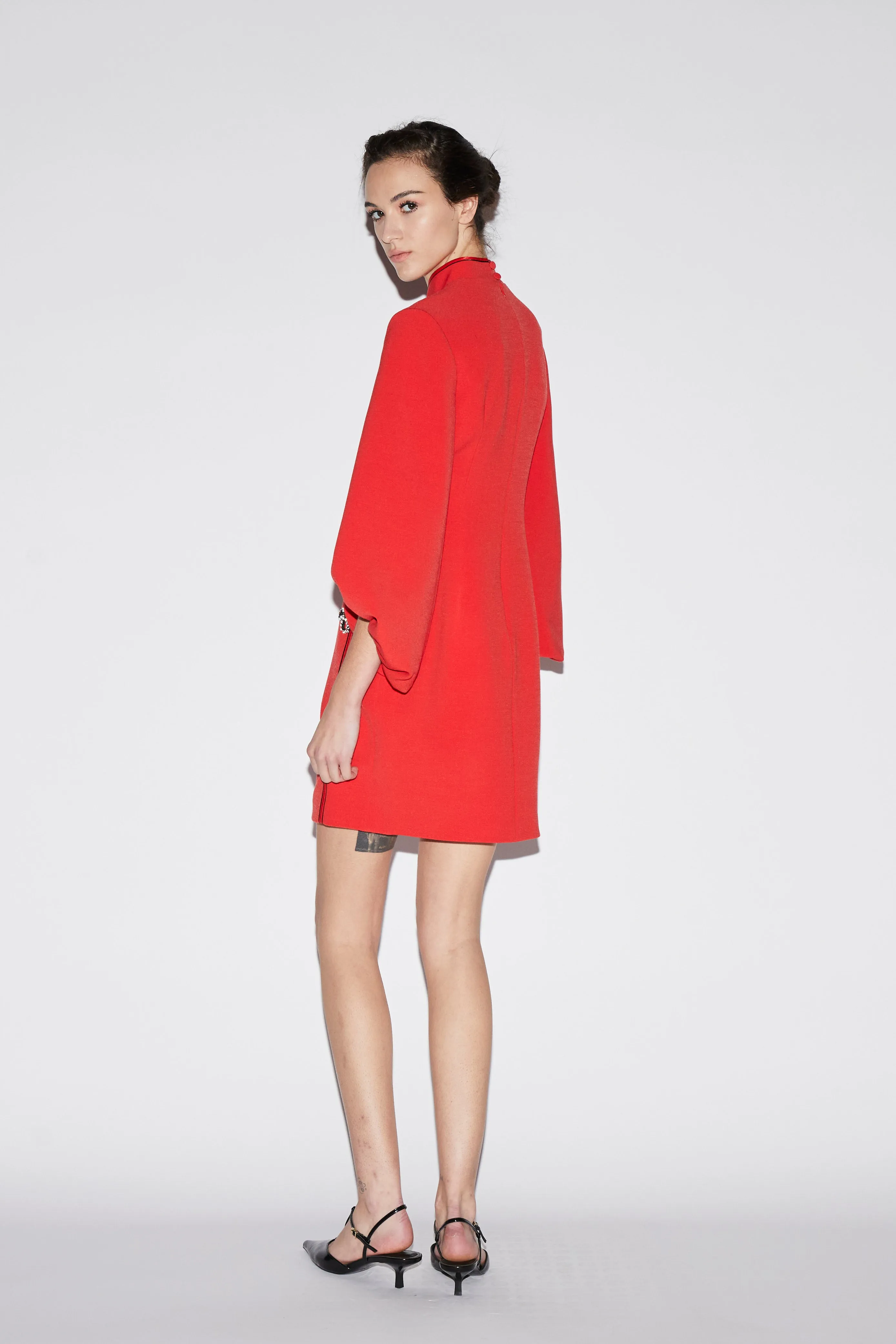 MING DRESS RED CREPE