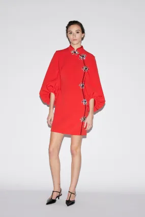MING DRESS RED CREPE