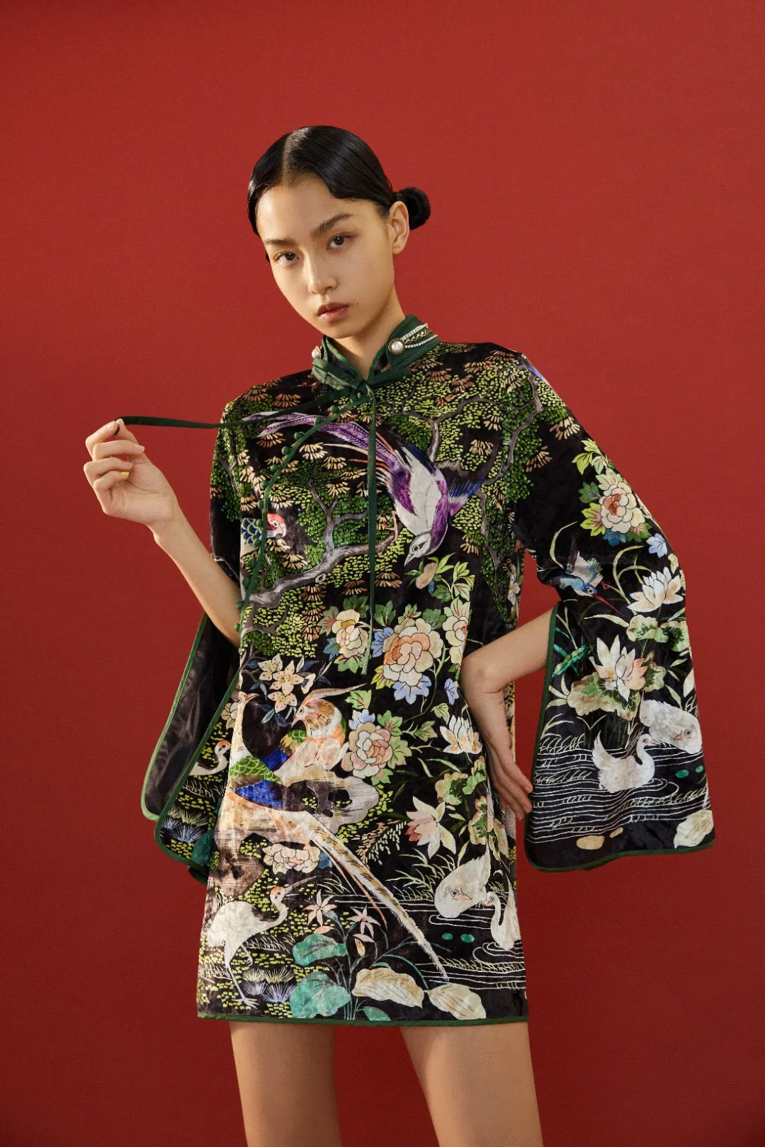 Mukzin | Floral Print Cheongsam Dress - Space In The Gourd