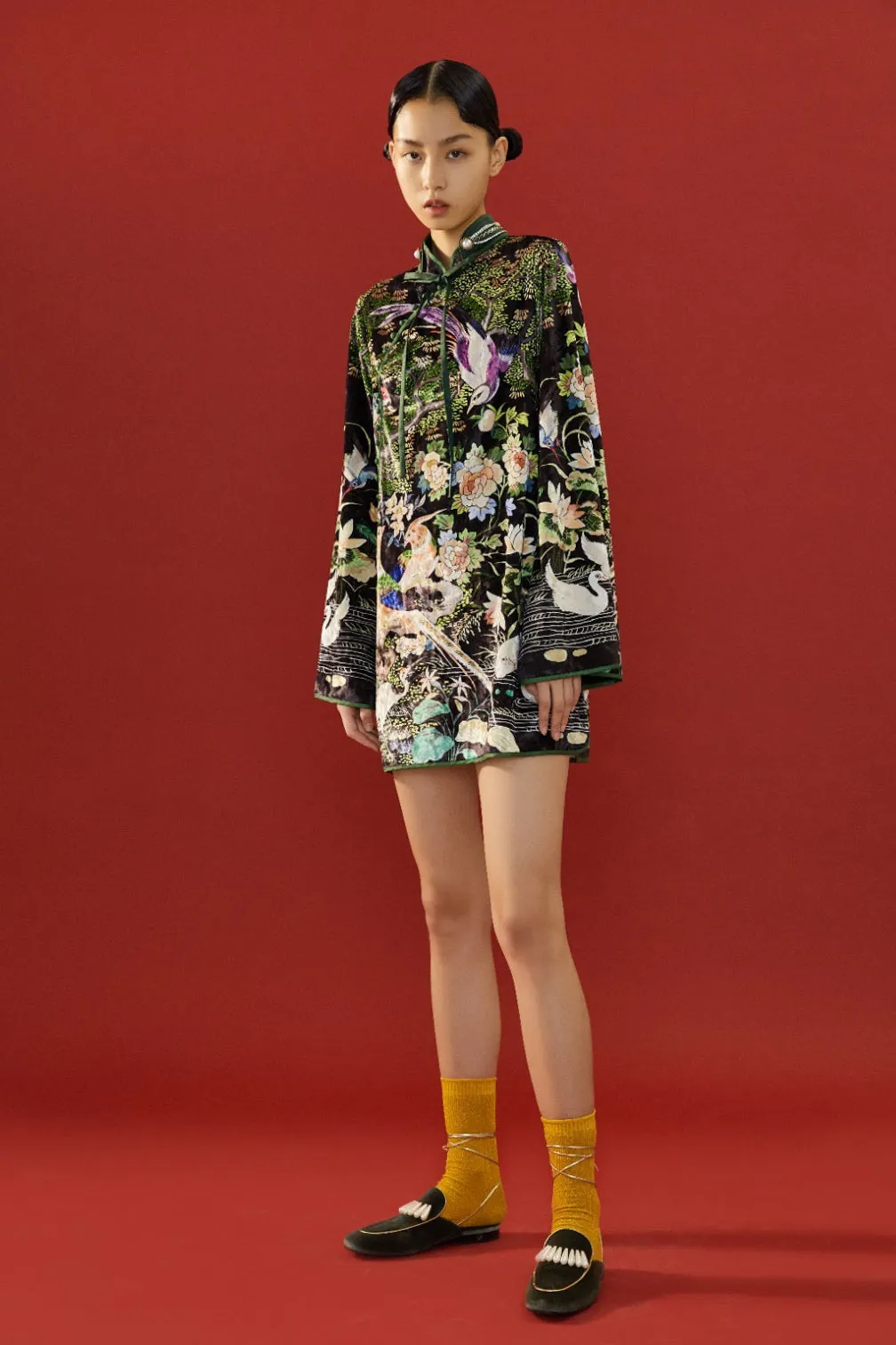 Mukzin | Floral Print Cheongsam Dress - Space In The Gourd