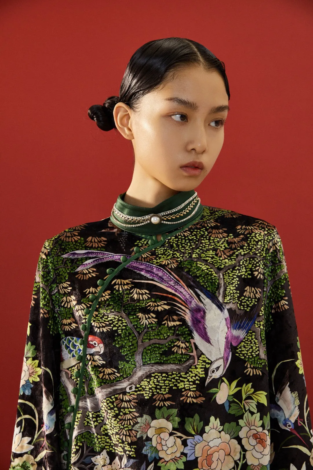 Mukzin | Floral Print Cheongsam Dress - Space In The Gourd
