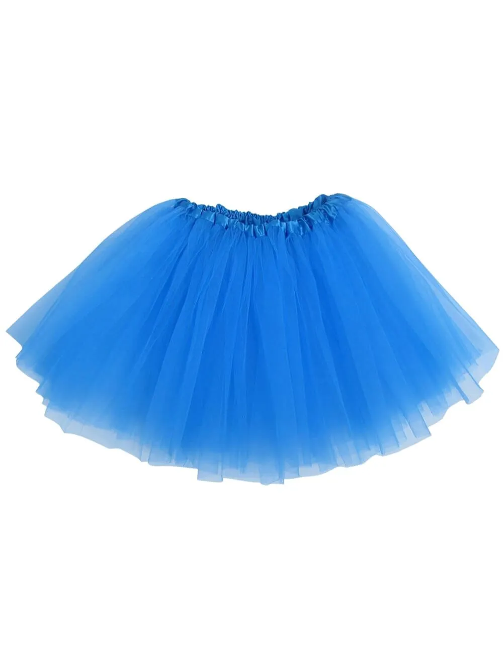 Neon Blue Tutu Skirt - Kids Size 3-Layer Tulle Basic Ballet Dance Costume Tutus for Girls