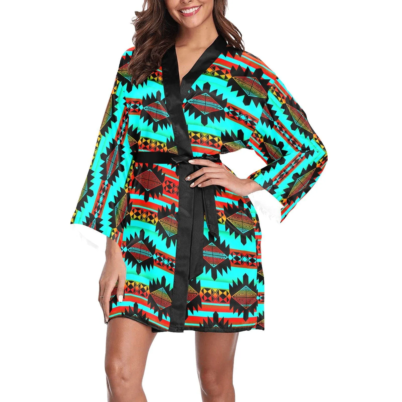 Okotoks Arrow Long Sleeve Satin Robe