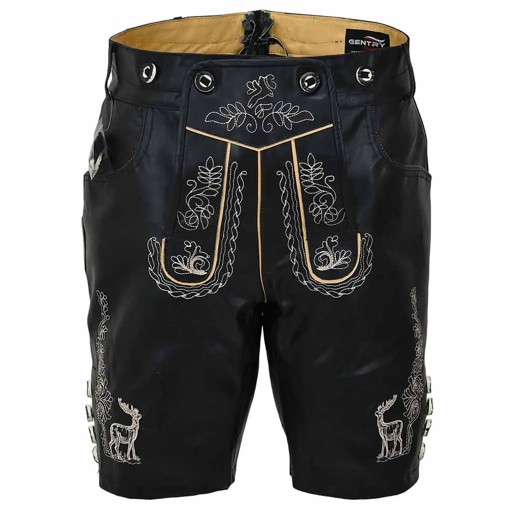 Oktoberfest Costumes mens Leather Lederhosen Albert Black