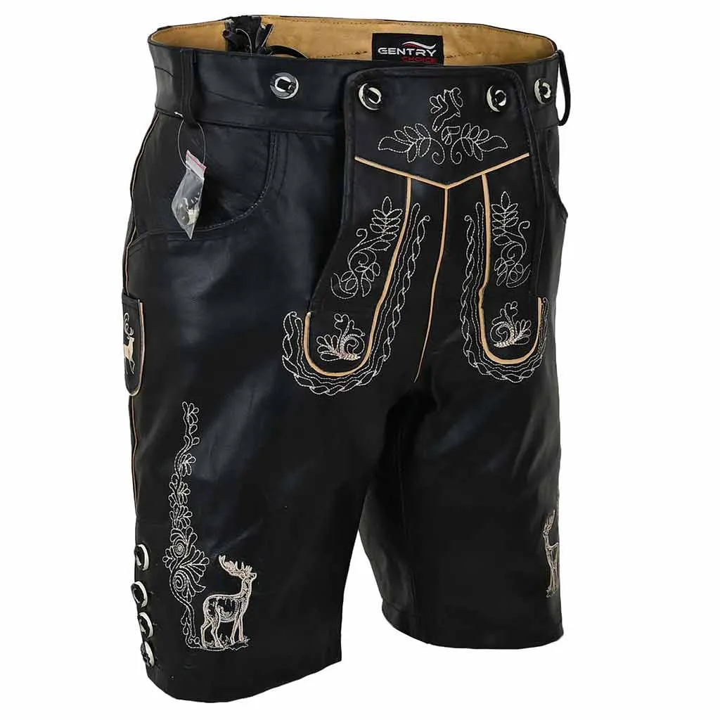 Oktoberfest Costumes mens Leather Lederhosen Albert Black