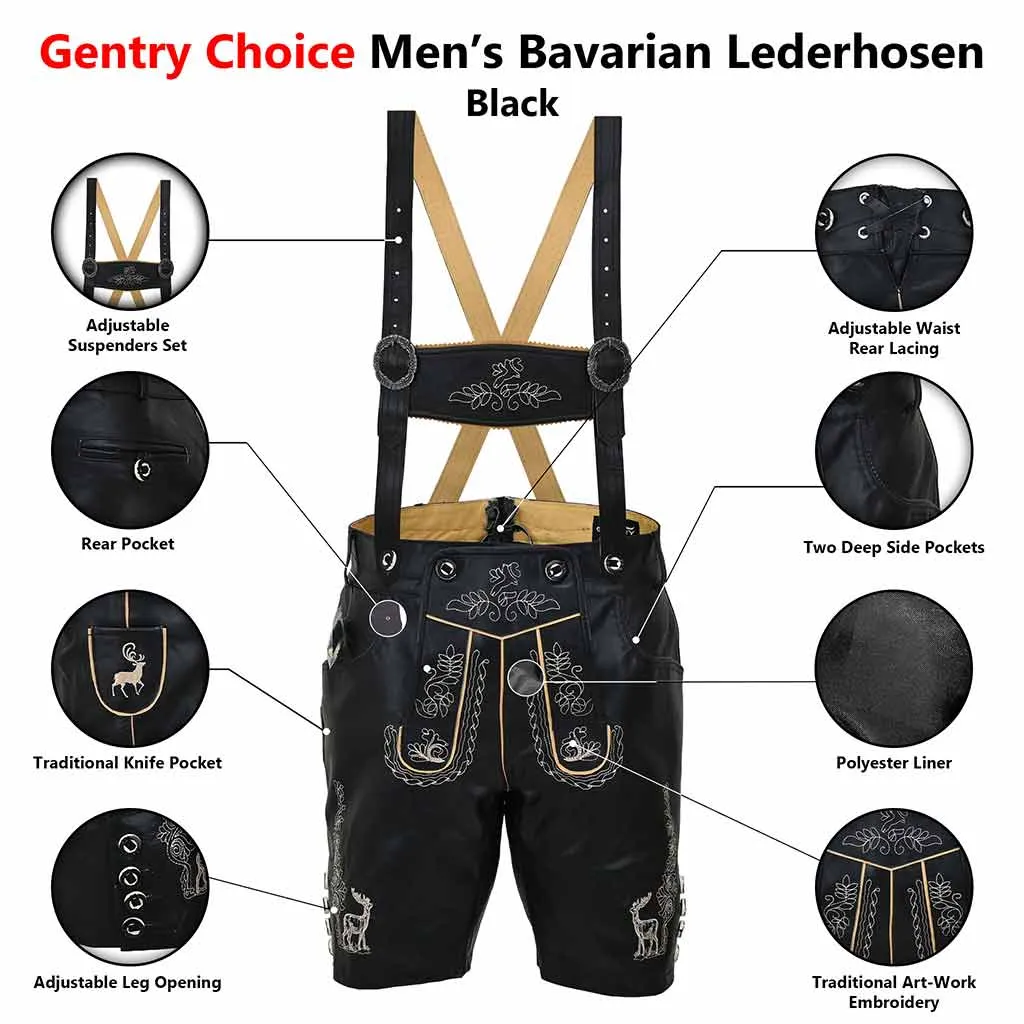 Oktoberfest Costumes mens Leather Lederhosen Albert Black
