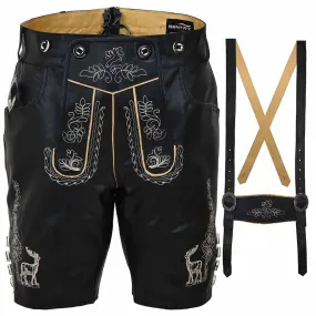 Oktoberfest Costumes mens Leather Lederhosen Albert Black